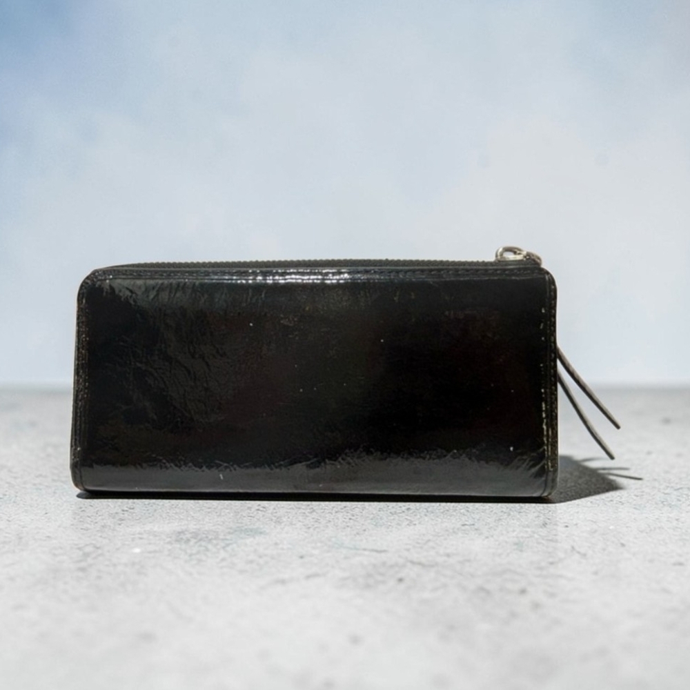Coach Poppy Black Patent Leather Zip Wallet - Picture 4 of 7